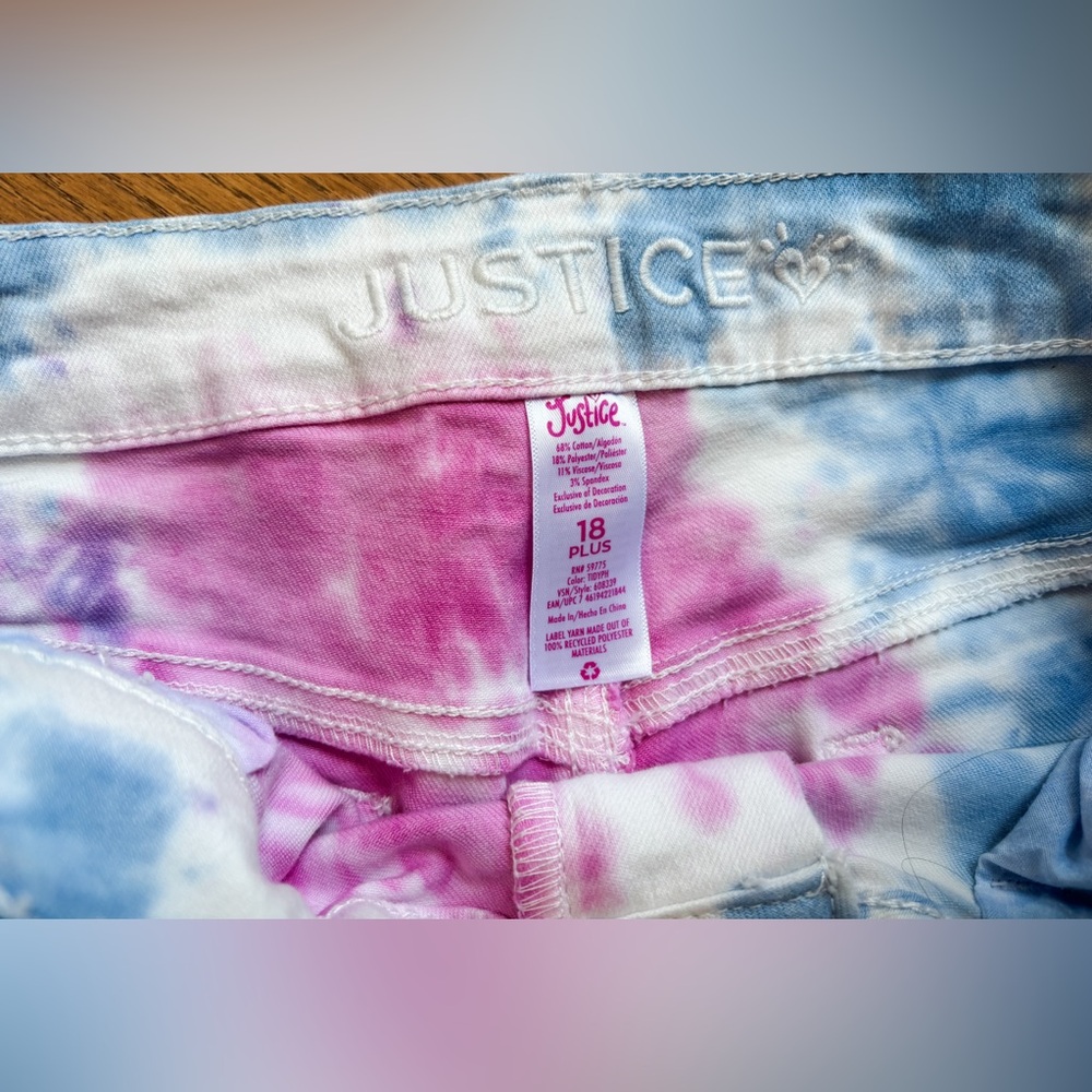 Tie Dye Denim Shorts - JUSTICE - Girls Size 18 Plus EUC Preppy - Picture 3 of 3